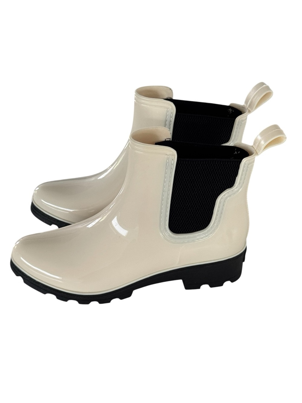 Seven7 Halifax 2070 White Rubber Pull On Ankle Rain Boots Women's Size 9 NWOT
